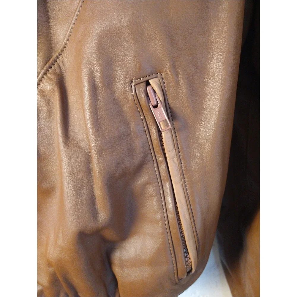 Vtg Wells Of Nottingham Men 46 Leather Bomber Jacket Coat 70s Super Glazed Nappa